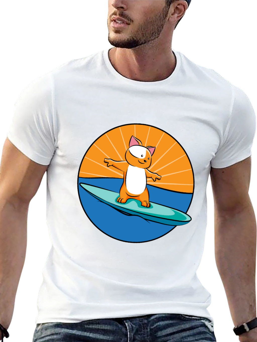 Surfing Cat T-Shirt - Cool Graphic Tee