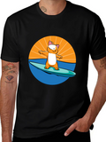 Surfing Cat T-Shirt - Cool Graphic Tee