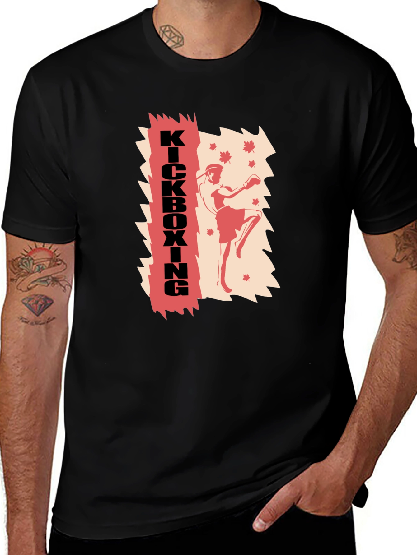Kickboxing Graphic Print T-Shirt - Martial Arts Style