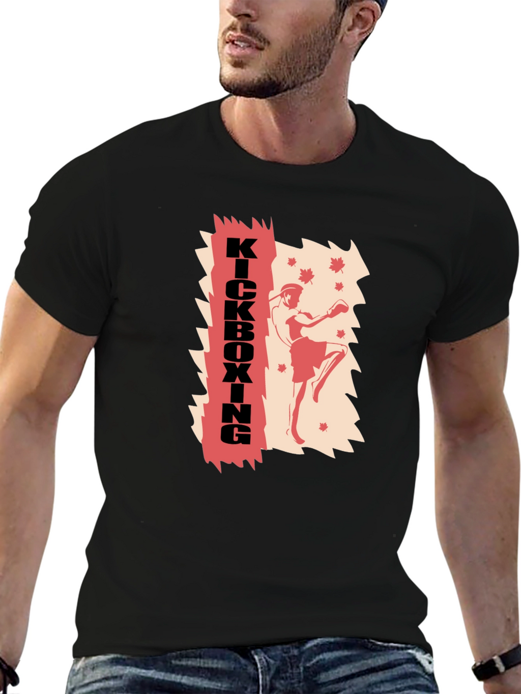 Kickboxing Graphic Print T-Shirt - Martial Arts Style