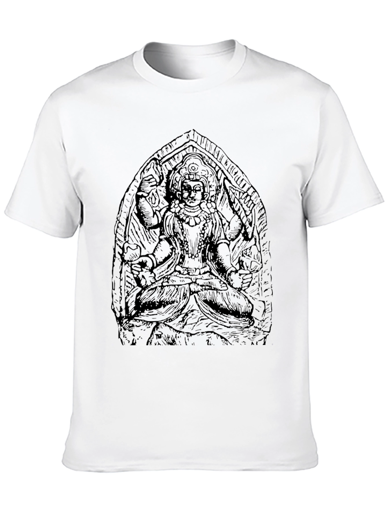 Black Graphic Tee with Indian Deity Art