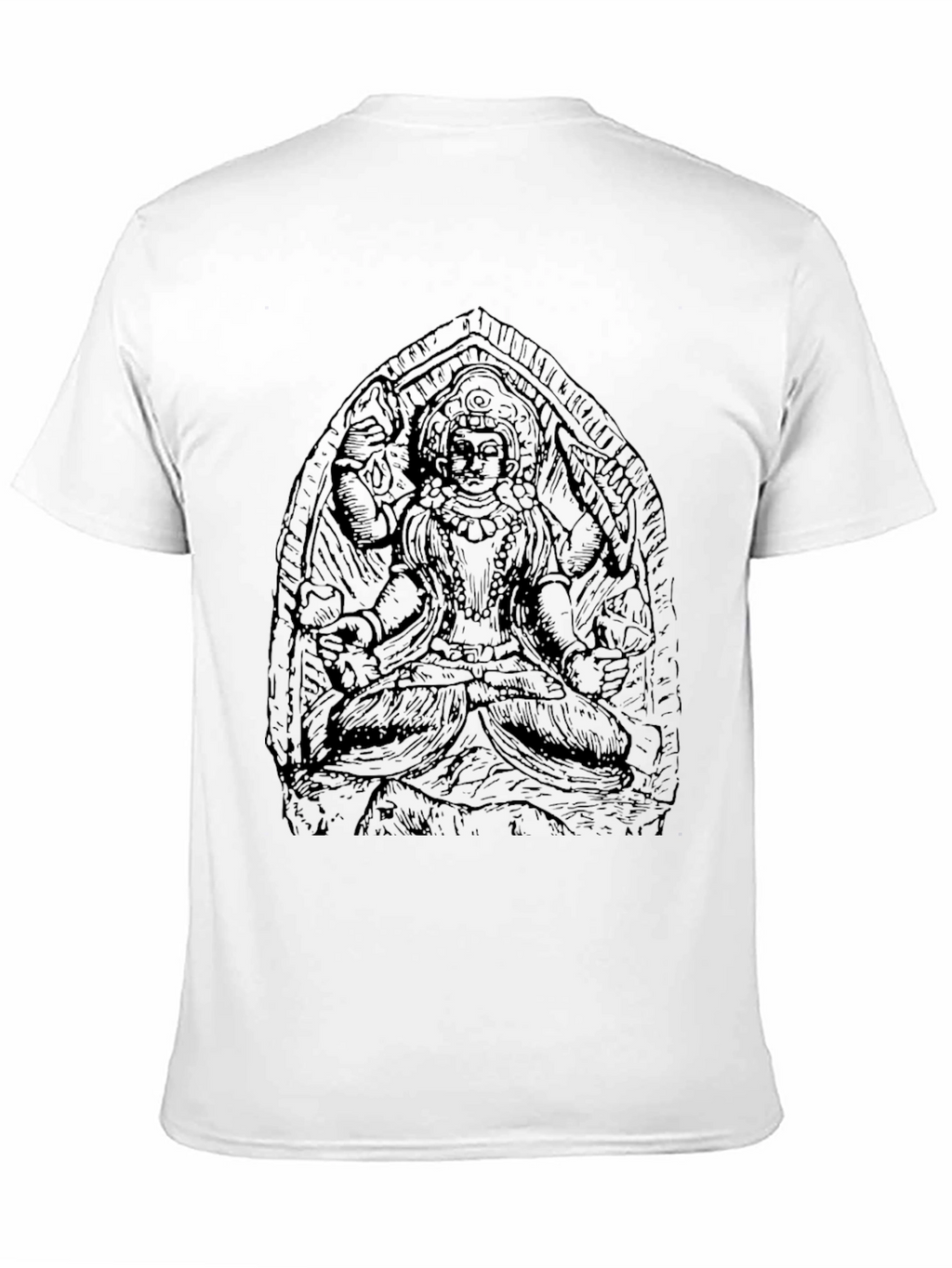 Black Graphic Tee with Indian Deity Art