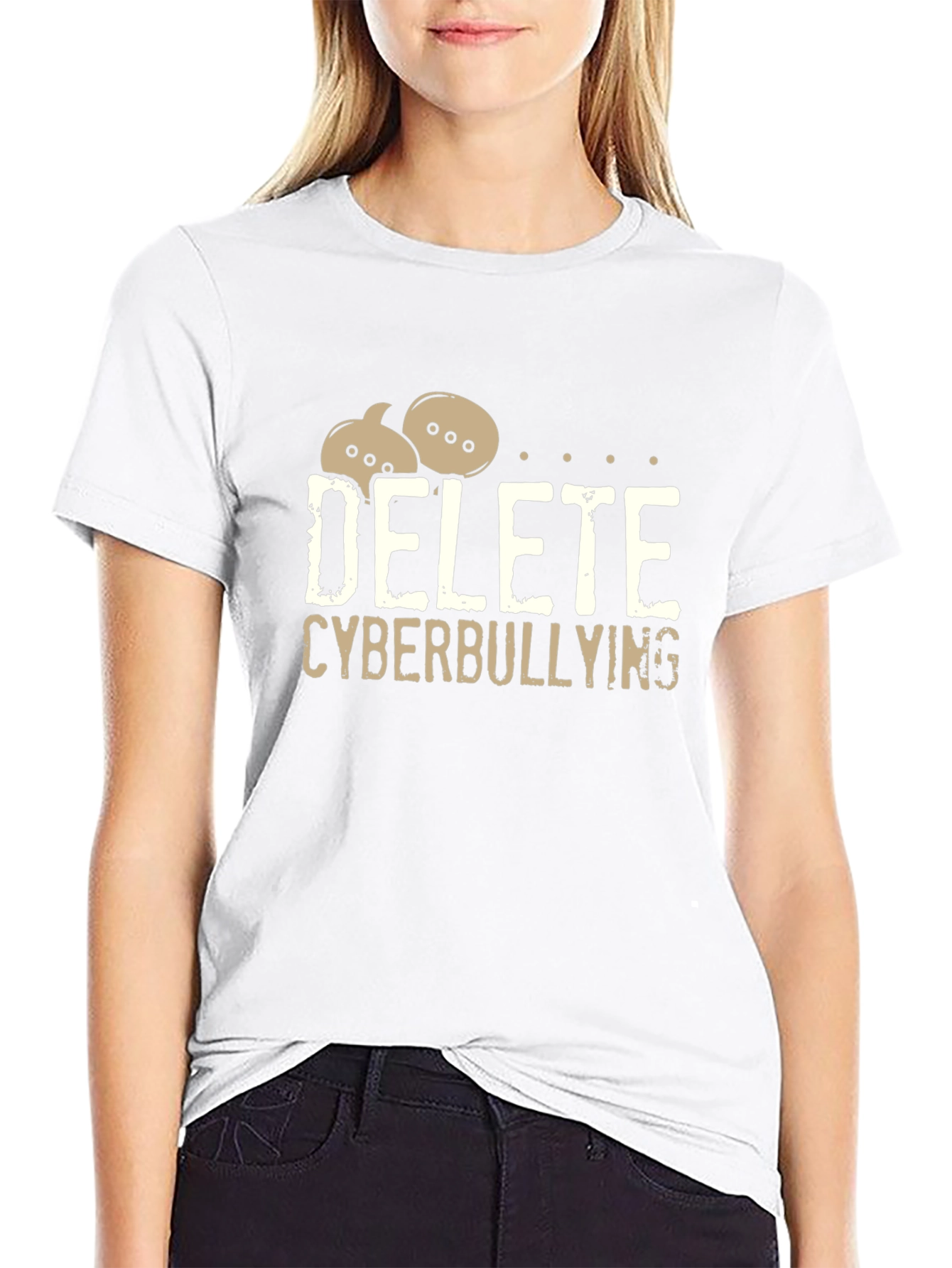 Delete Cyberbullying Black T-Shirt - Anti-Bullying Tee