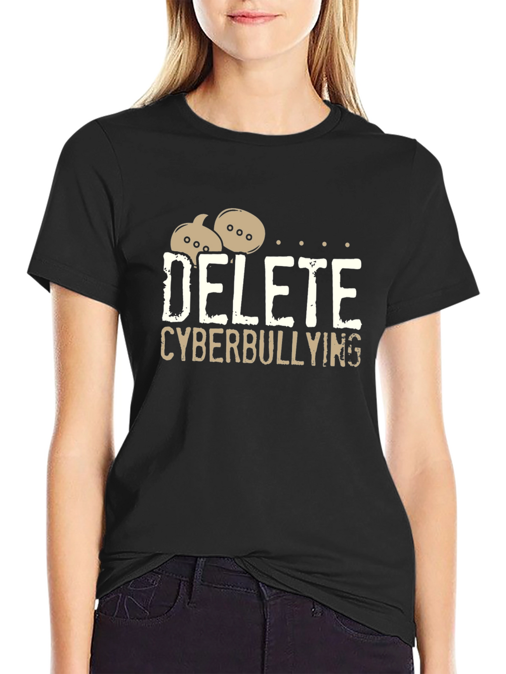 Delete Cyberbullying Black T-Shirt - Anti-Bullying Tee
