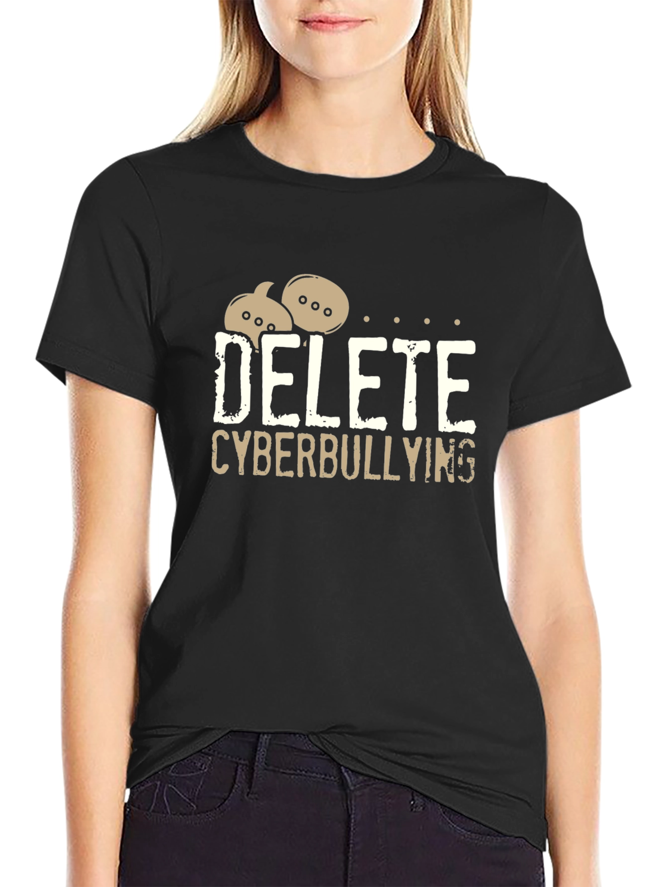 Delete Cyberbullying Black T-Shirt - Anti-Bullying Tee