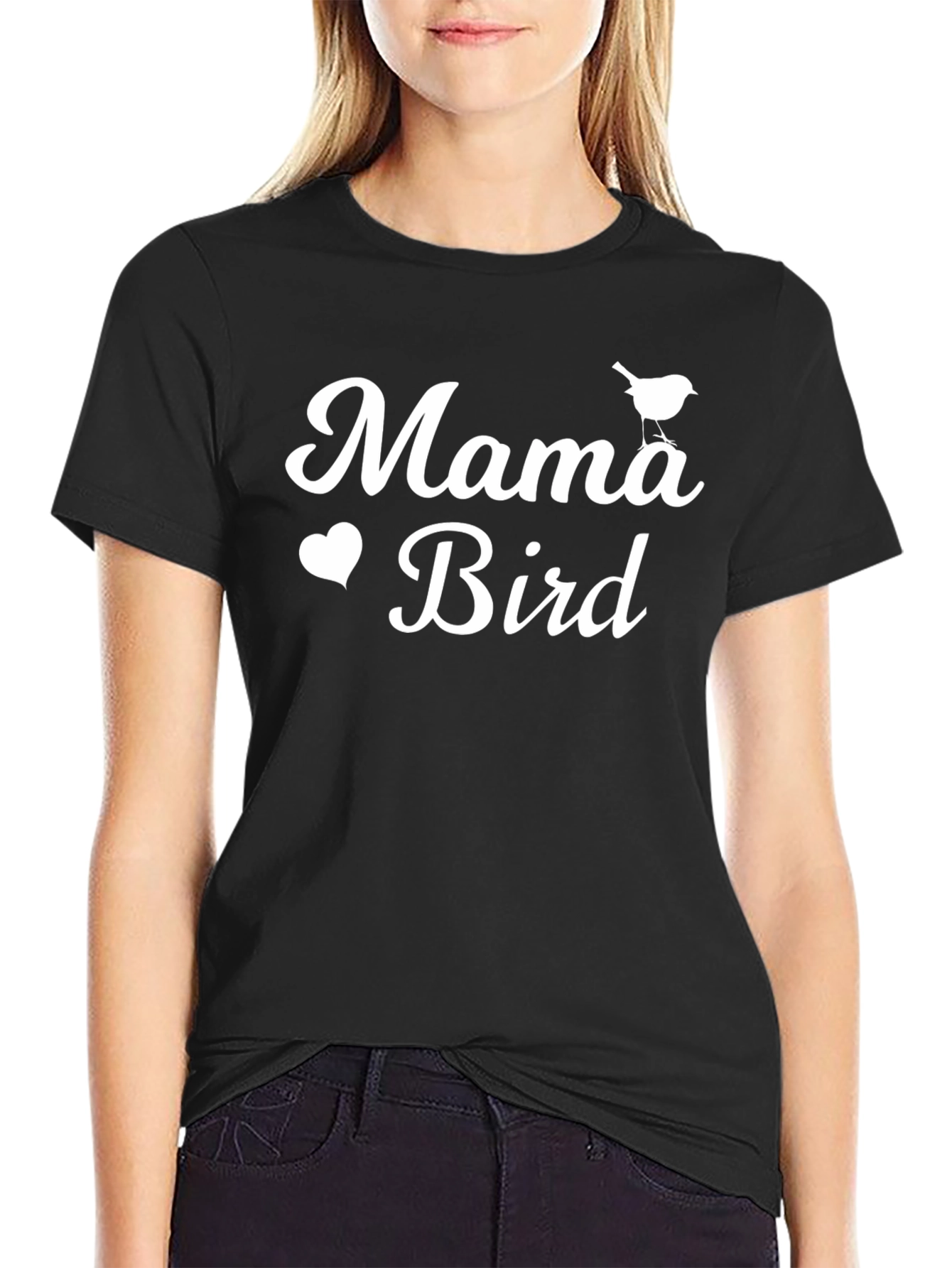 Mama Bird Graphic Tee - Black