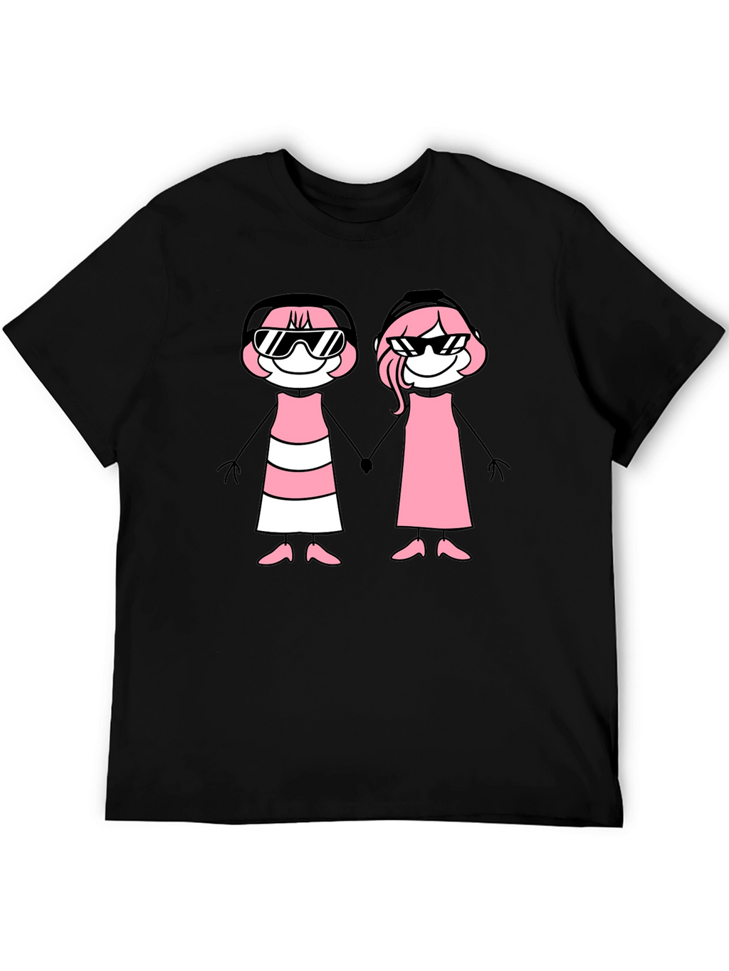 Black T-Shirt with Stick Figure Graphic
