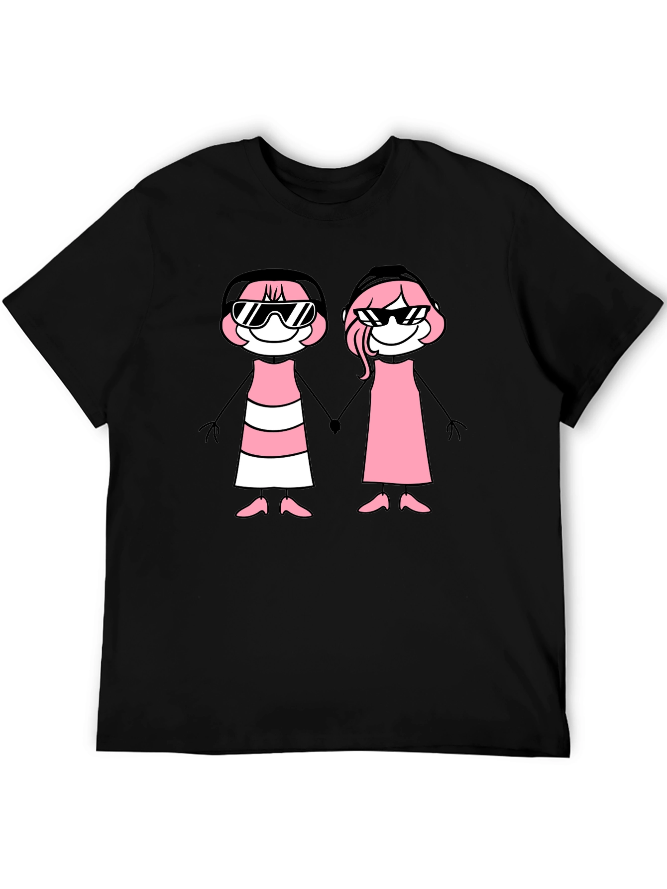Black T-Shirt with Stick Figure Graphic