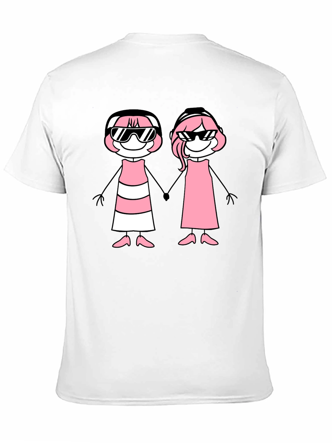 Black T-Shirt with Stick Figure Graphic