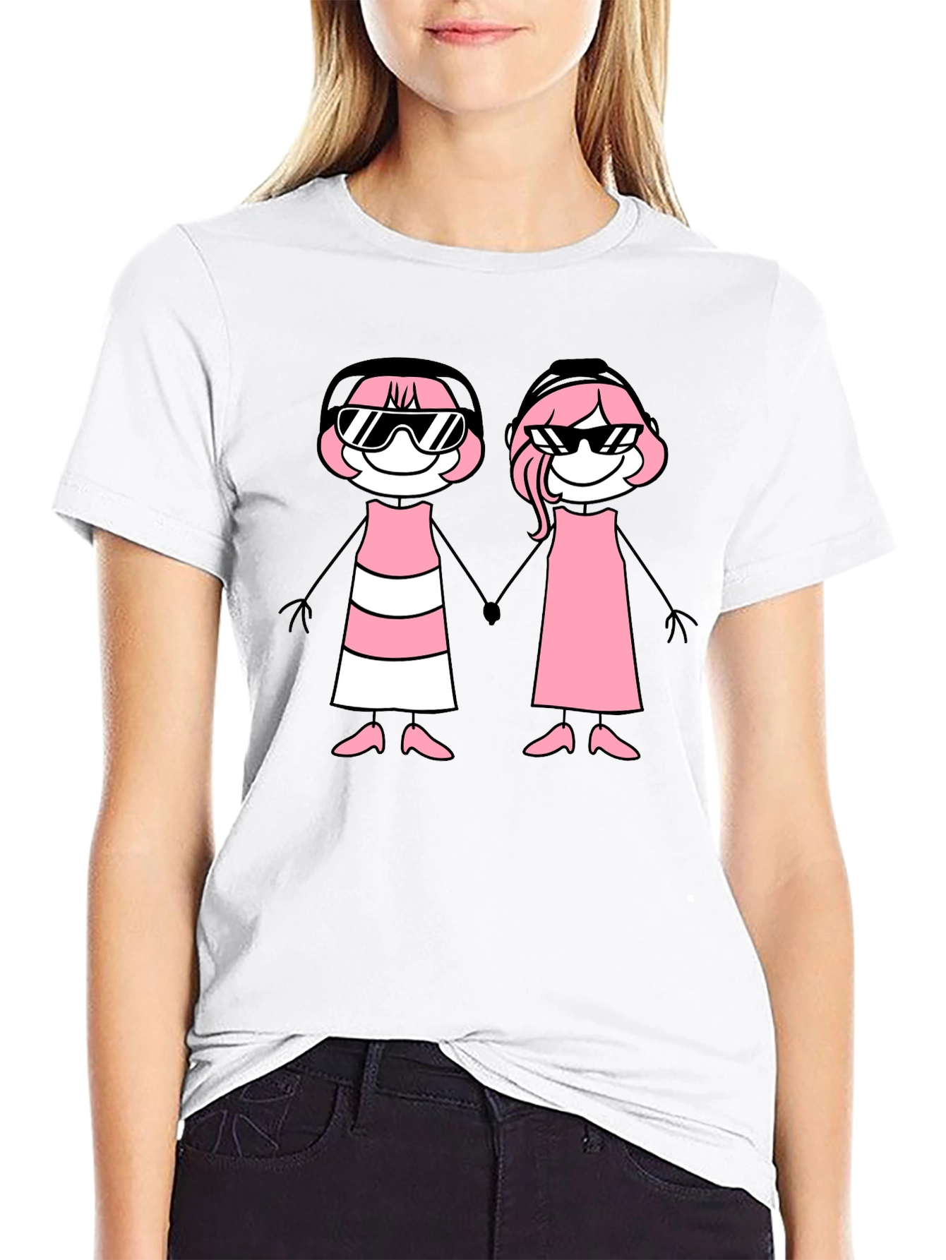 Black T-Shirt with Stick Figure Graphic