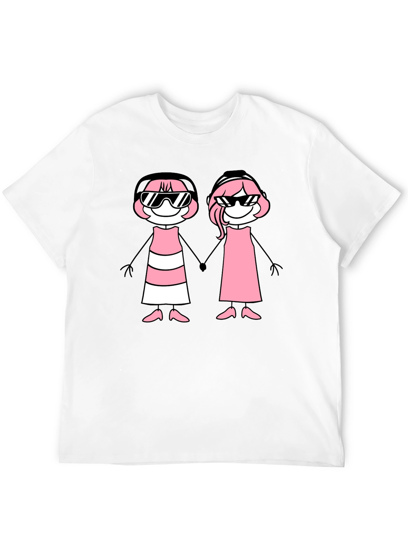 Black T-Shirt with Stick Figure Graphic