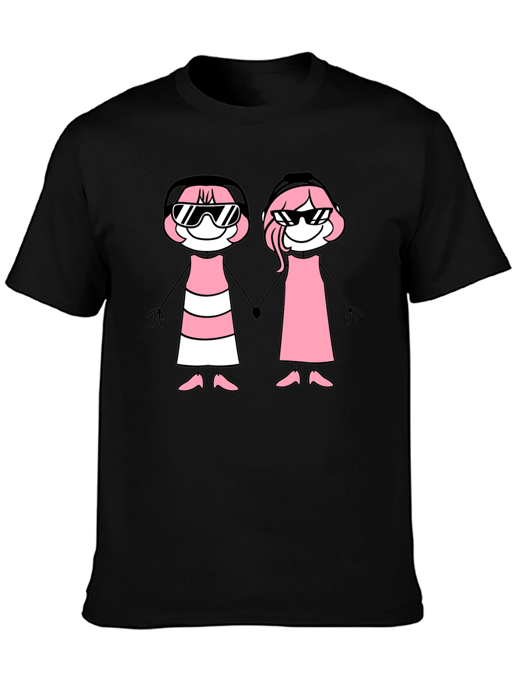 Black T-Shirt with Stick Figure Graphic