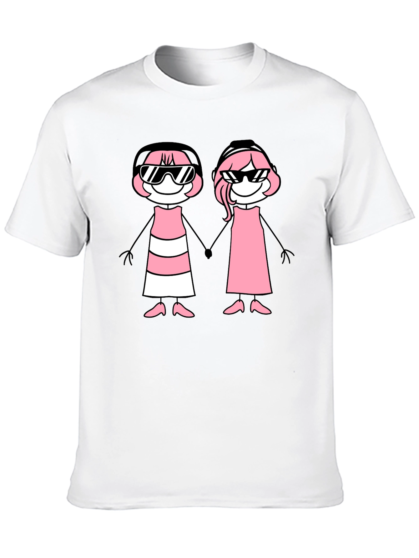 Black T-Shirt with Stick Figure Graphic