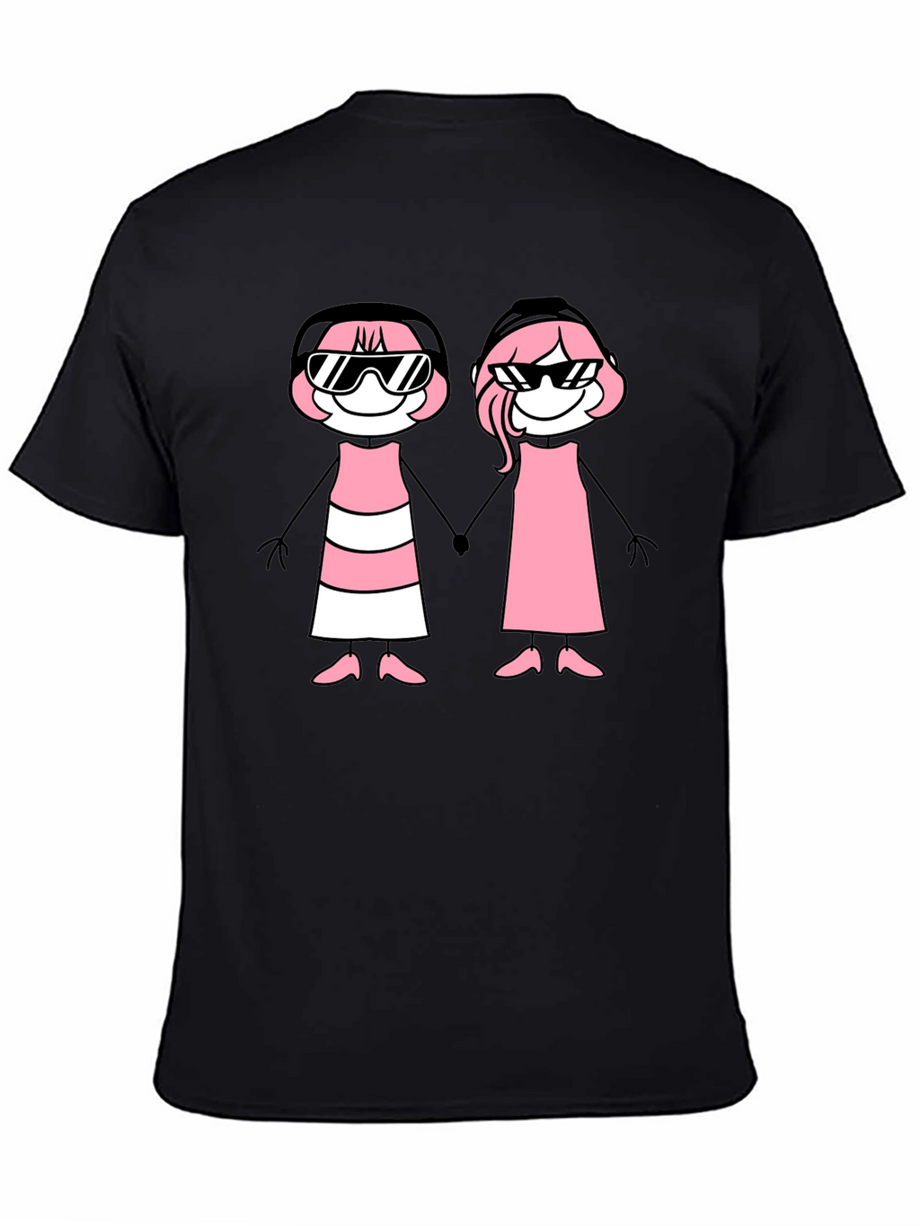 Black T-Shirt with Stick Figure Graphic