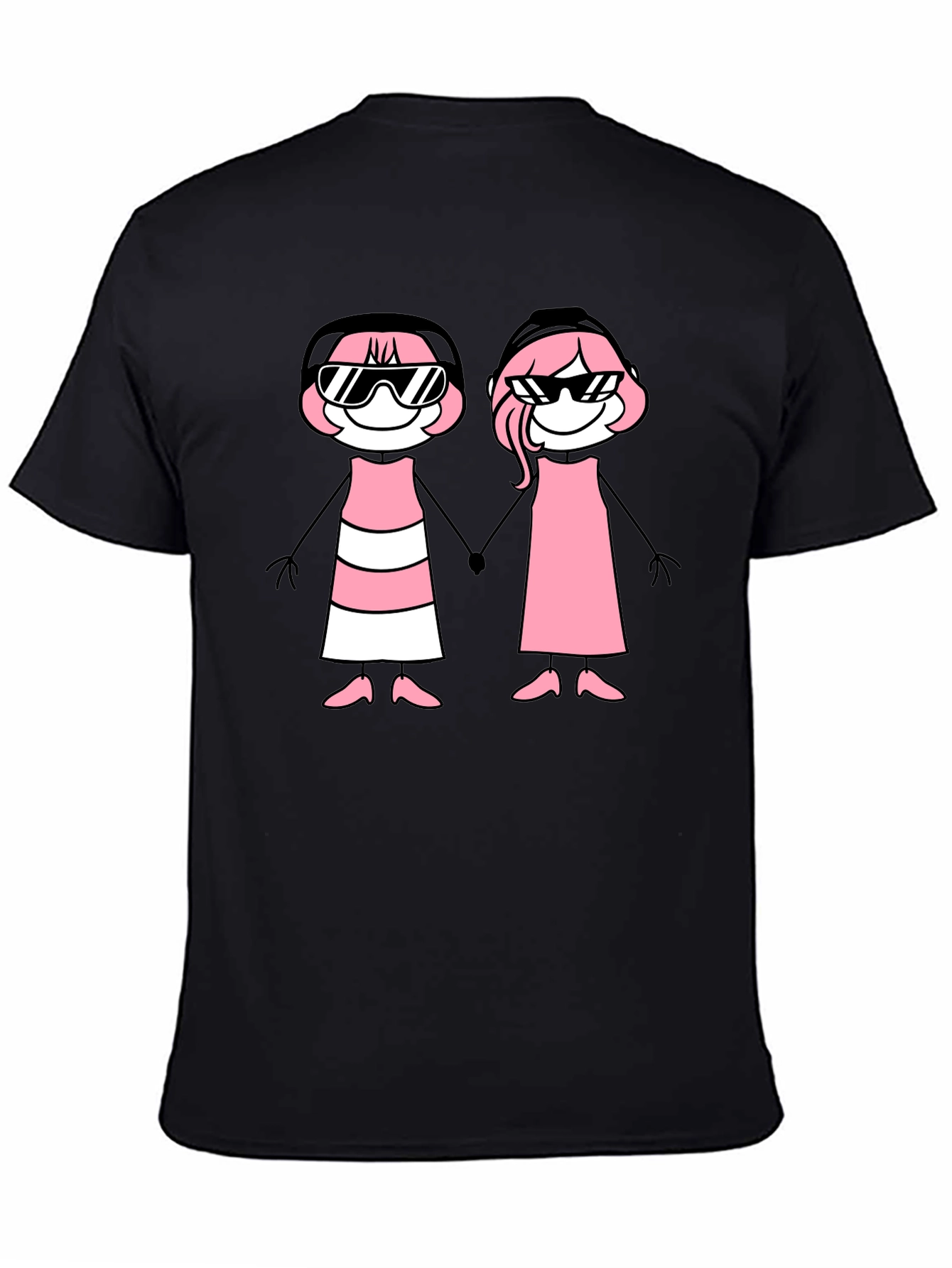 Black T-Shirt with Stick Figure Graphic