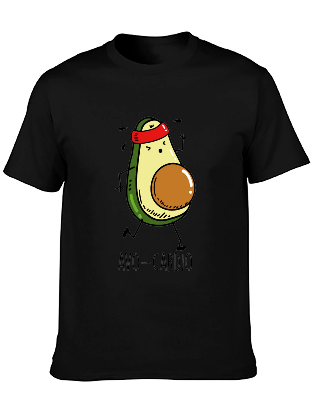 Avo-Cardio Black T-Shirt - Avocado Running Design