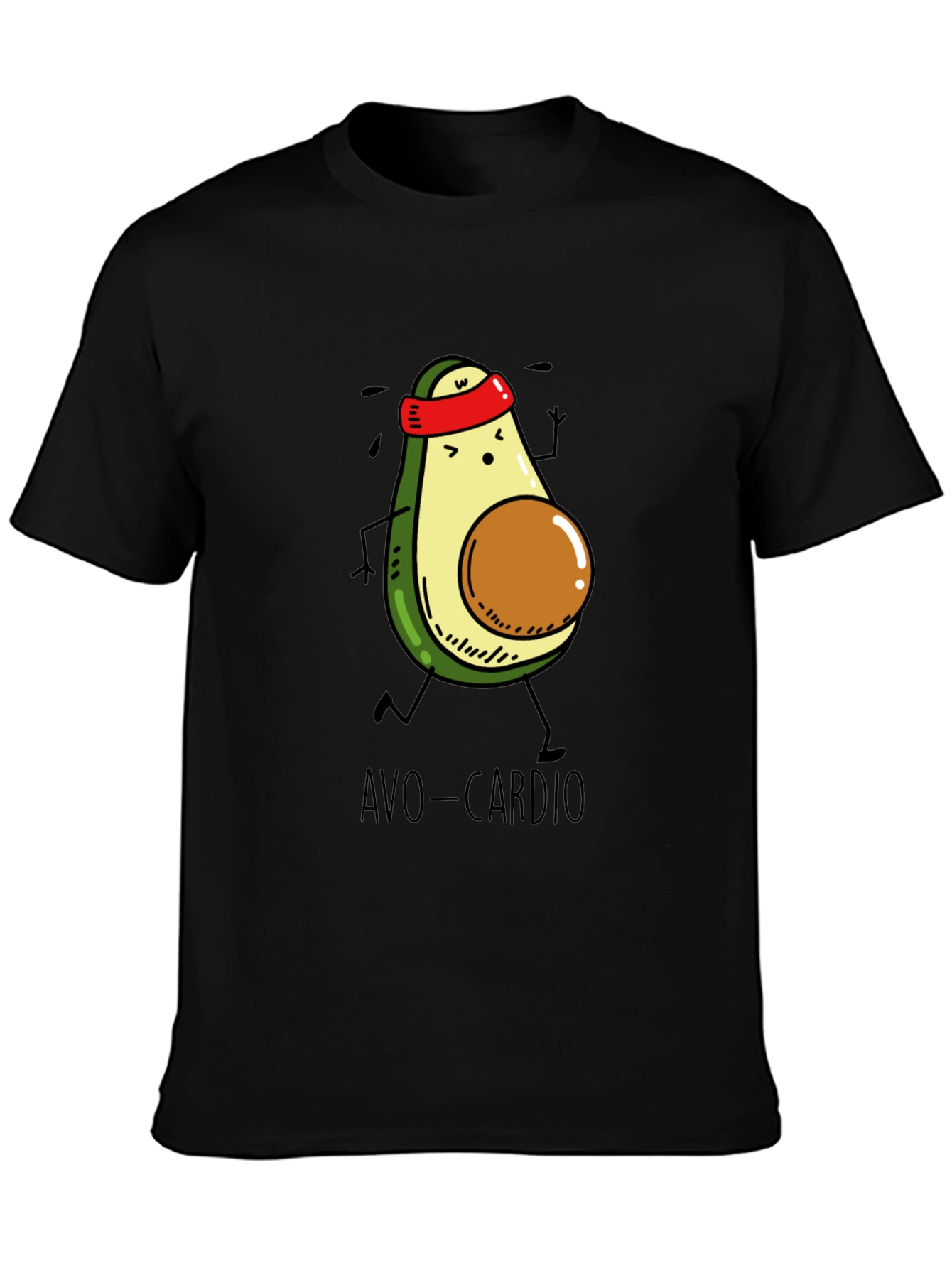 Avo-Cardio Black T-Shirt - Avocado Running Design