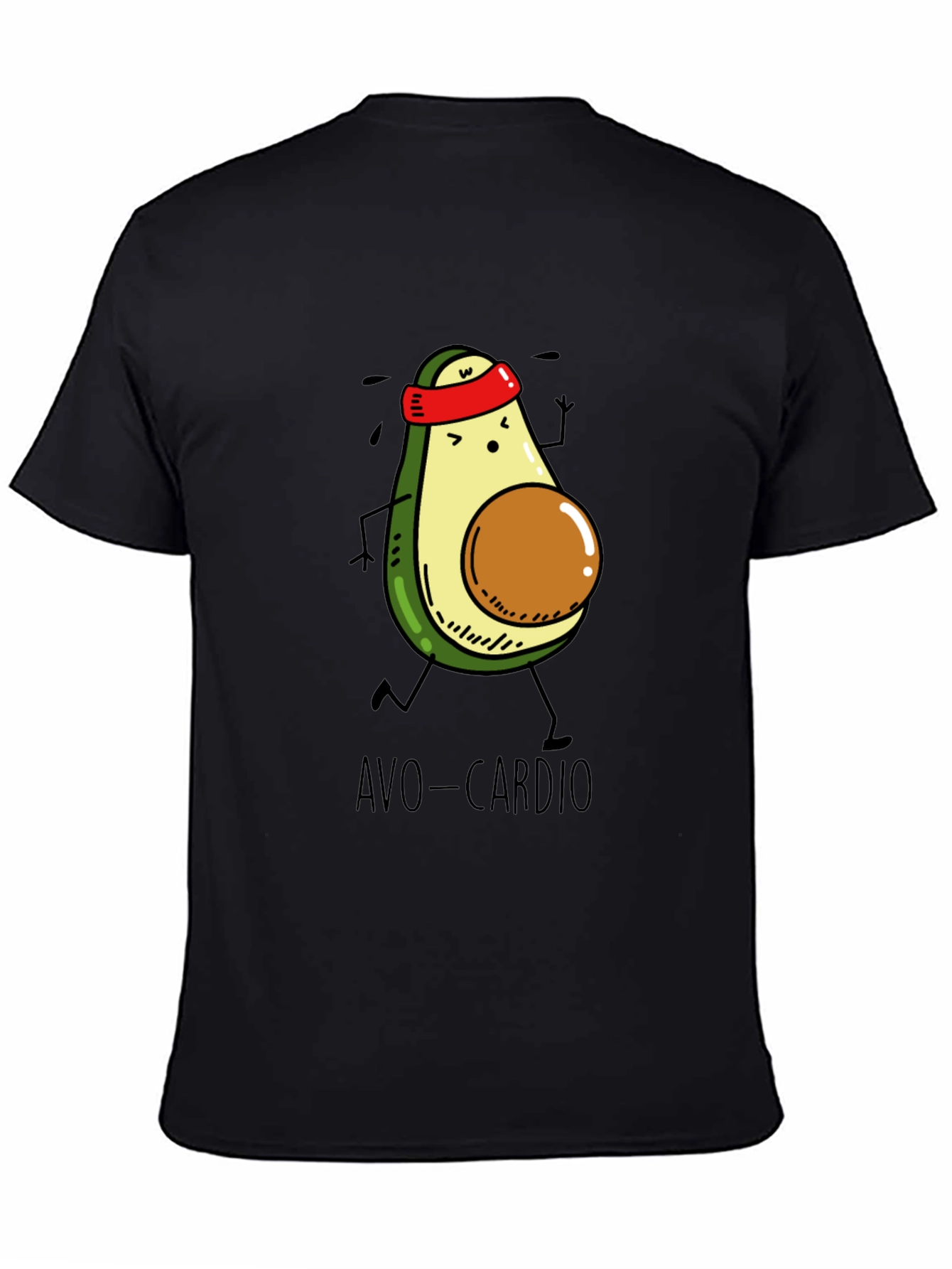 Avo-Cardio Black T-Shirt - Avocado Running Design