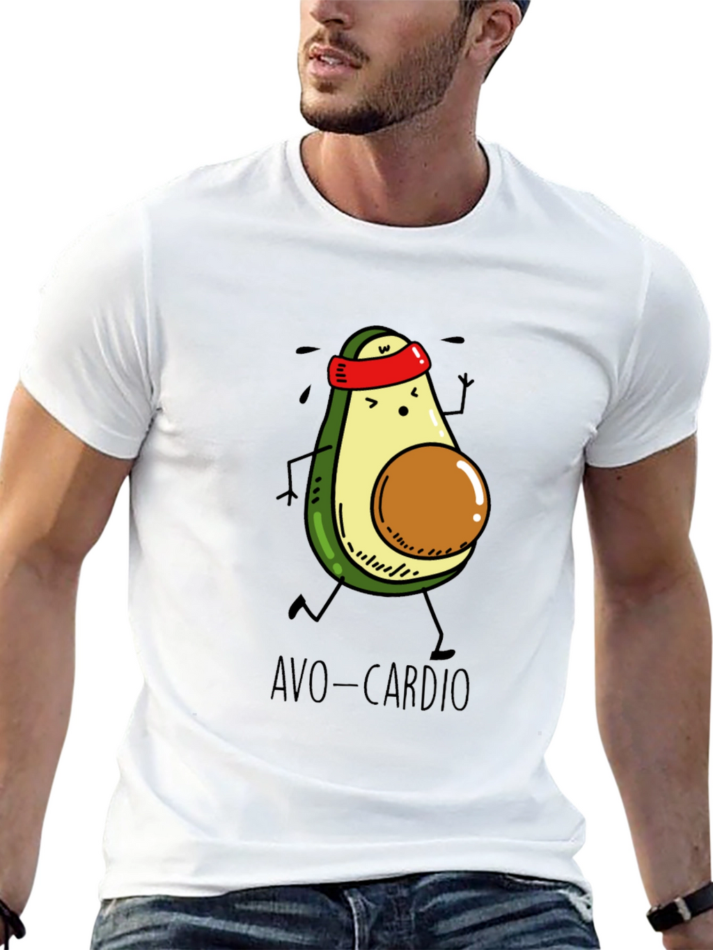 Avo-Cardio Black T-Shirt - Avocado Running Design
