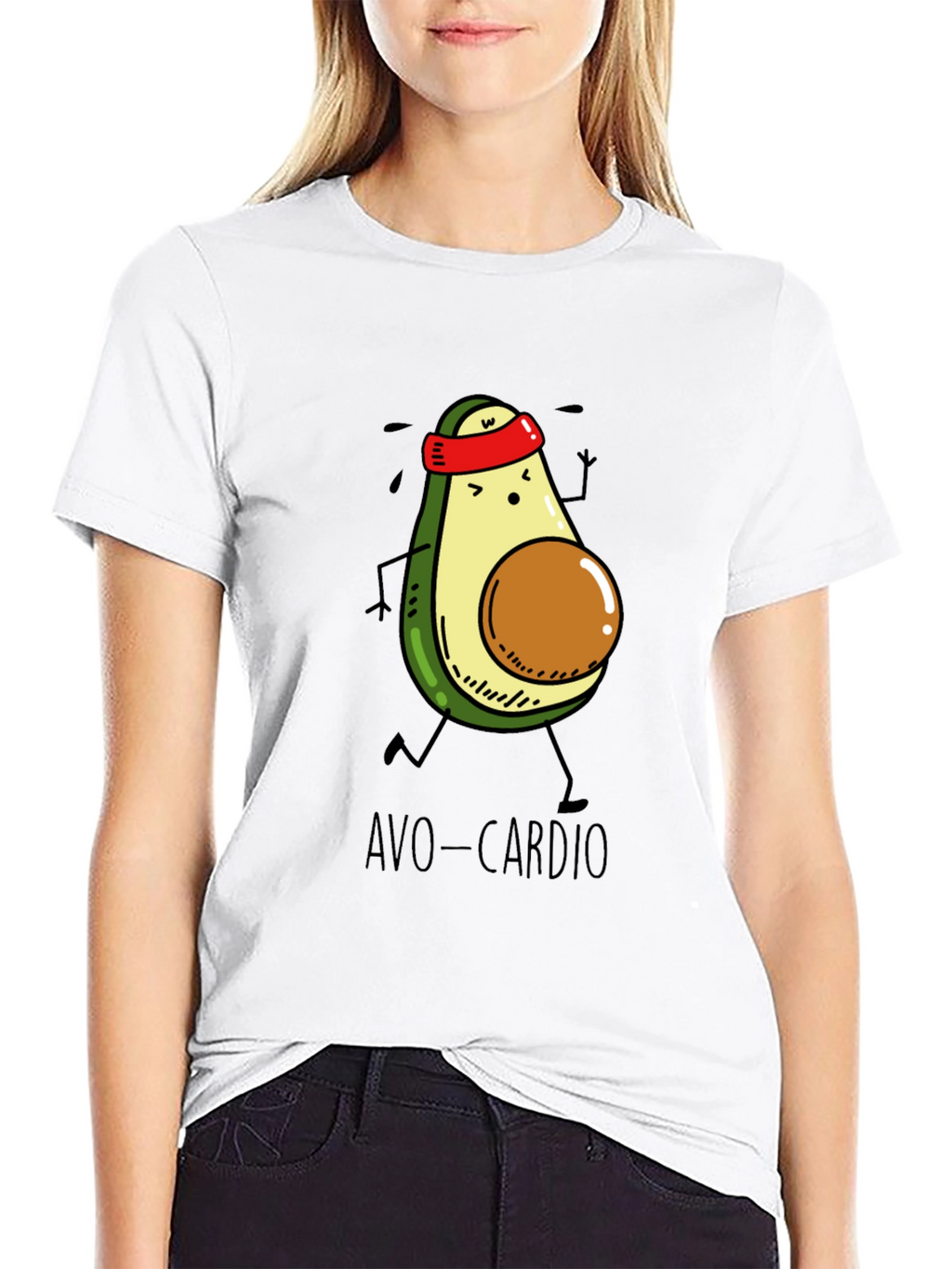 Avo-Cardio Black T-Shirt - Avocado Running Design