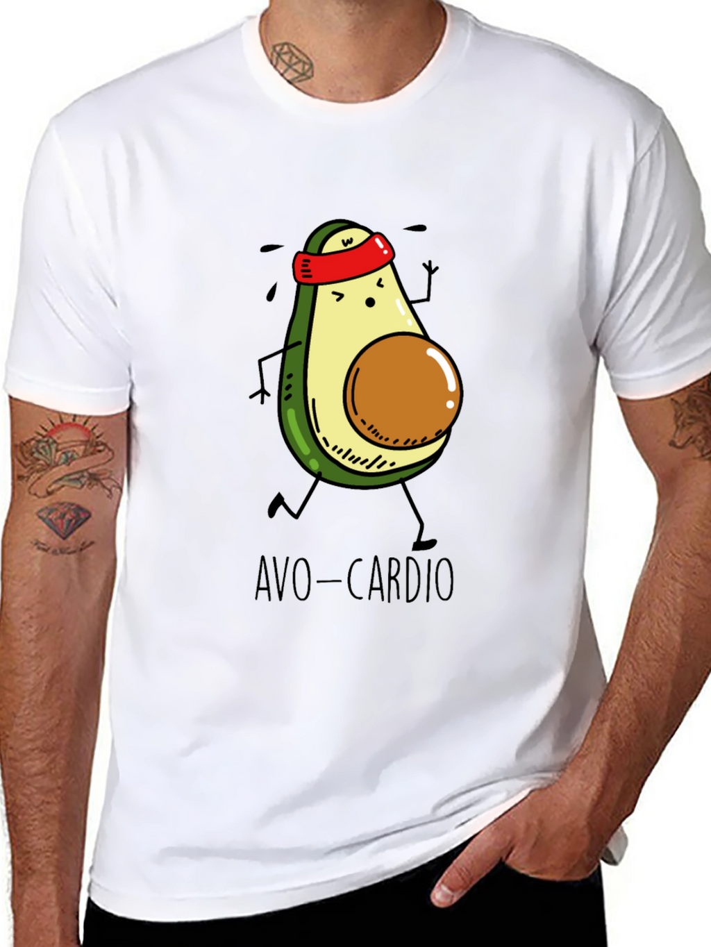 Avo-Cardio Black T-Shirt - Avocado Running Design