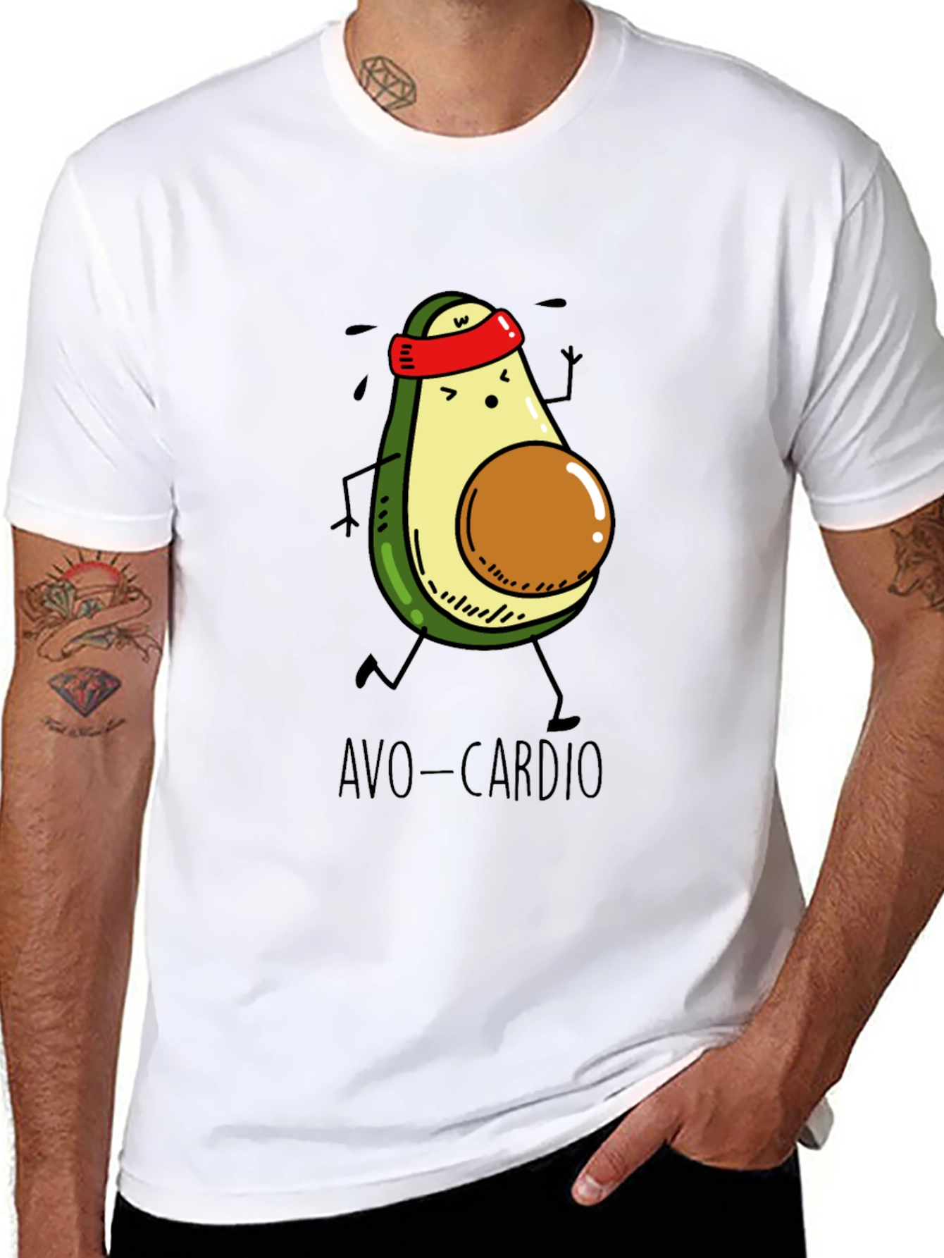 Avo-Cardio Black T-Shirt - Avocado Running Design