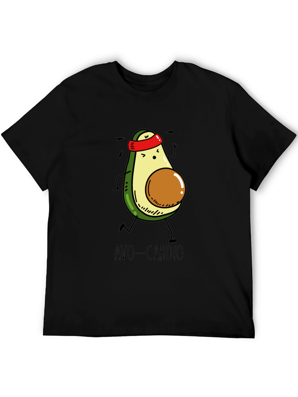 Avo-Cardio Black T-Shirt - Avocado Running Design