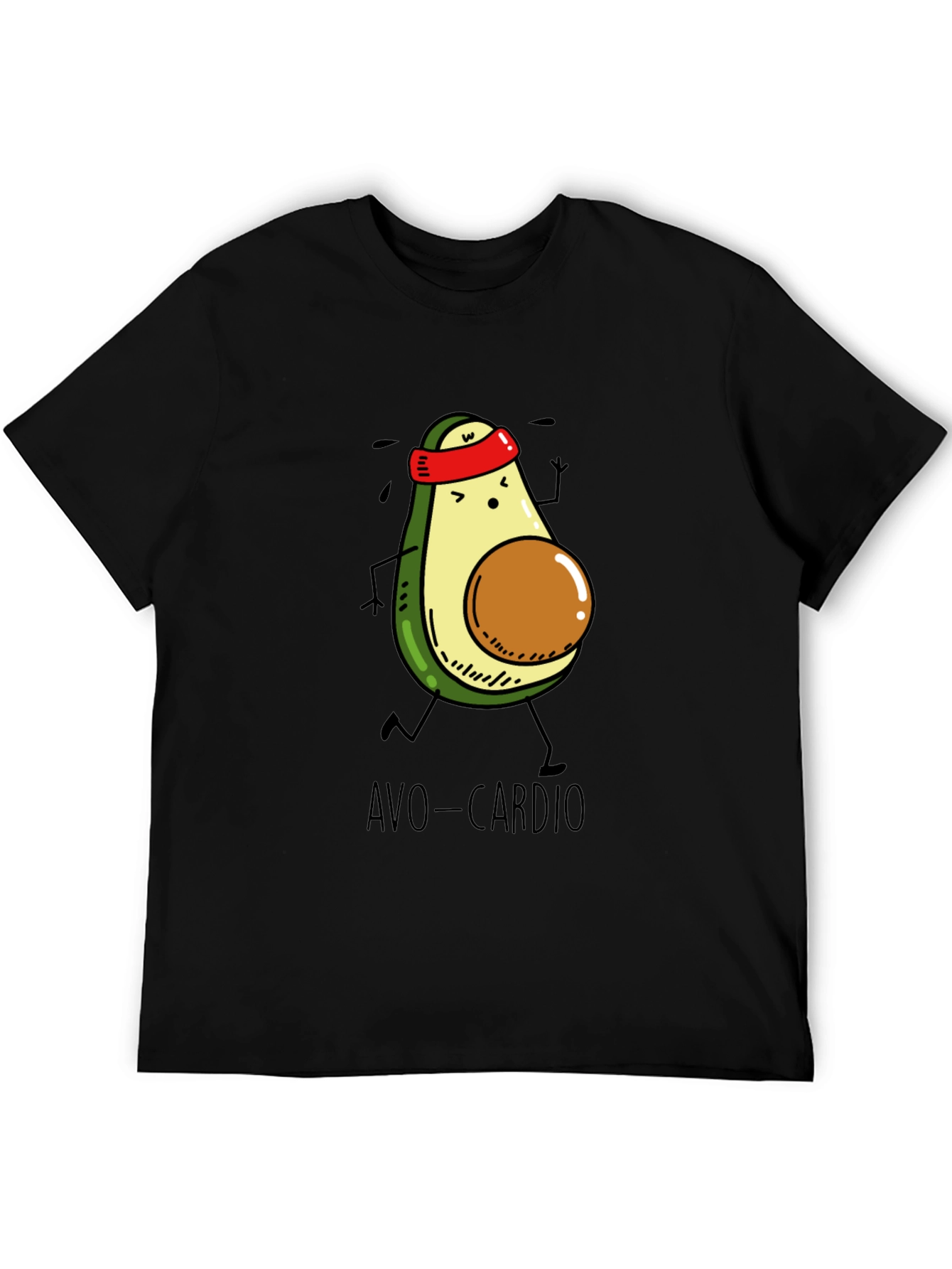 Avo-Cardio Black T-Shirt - Avocado Running Design