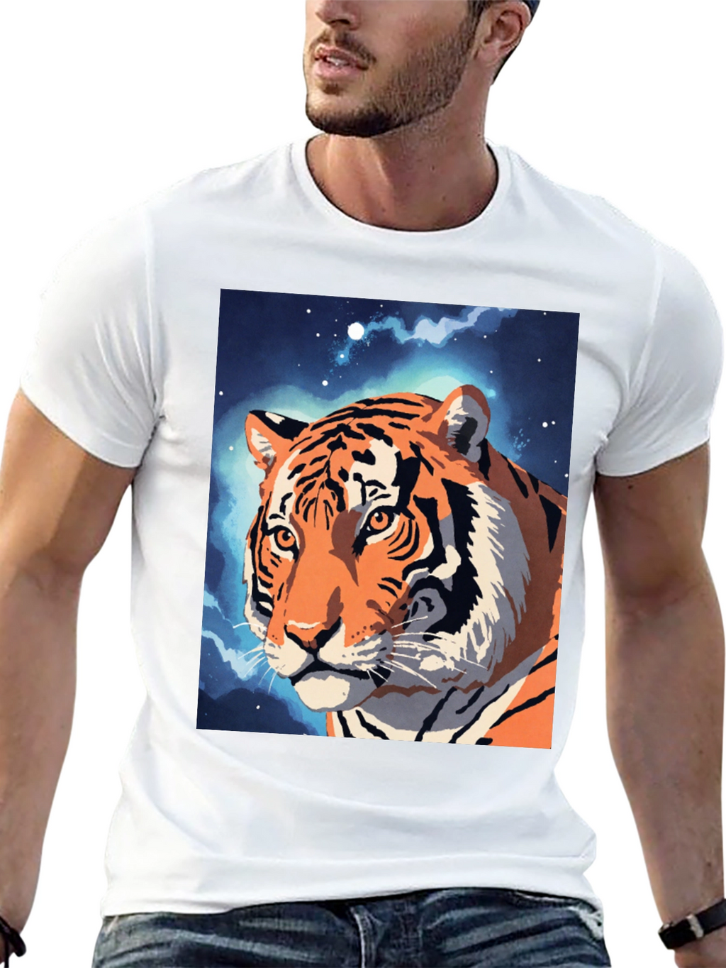 Tiger Galaxy Graphic Tee - Cool Animal Design