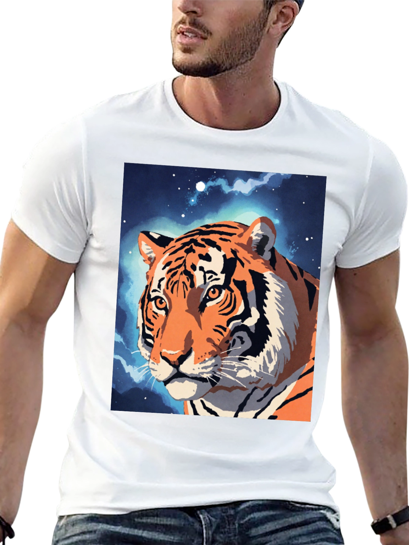 Tiger Galaxy Graphic Tee - Cool Animal Design