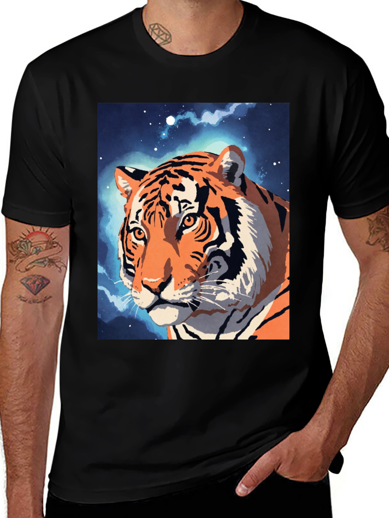 Tiger Galaxy Graphic Tee - Cool Animal Design