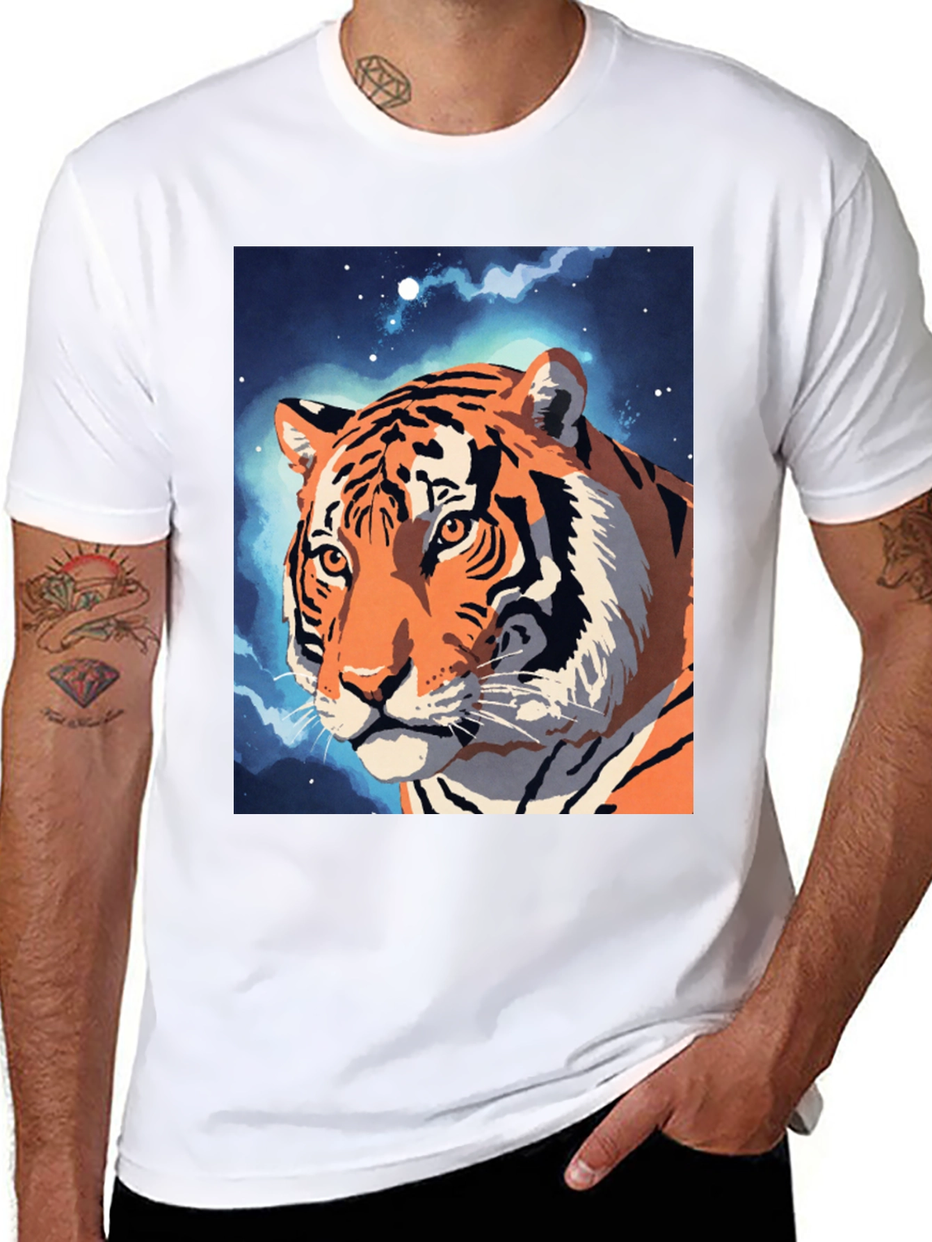 Tiger Galaxy Graphic Tee - Cool Animal Design