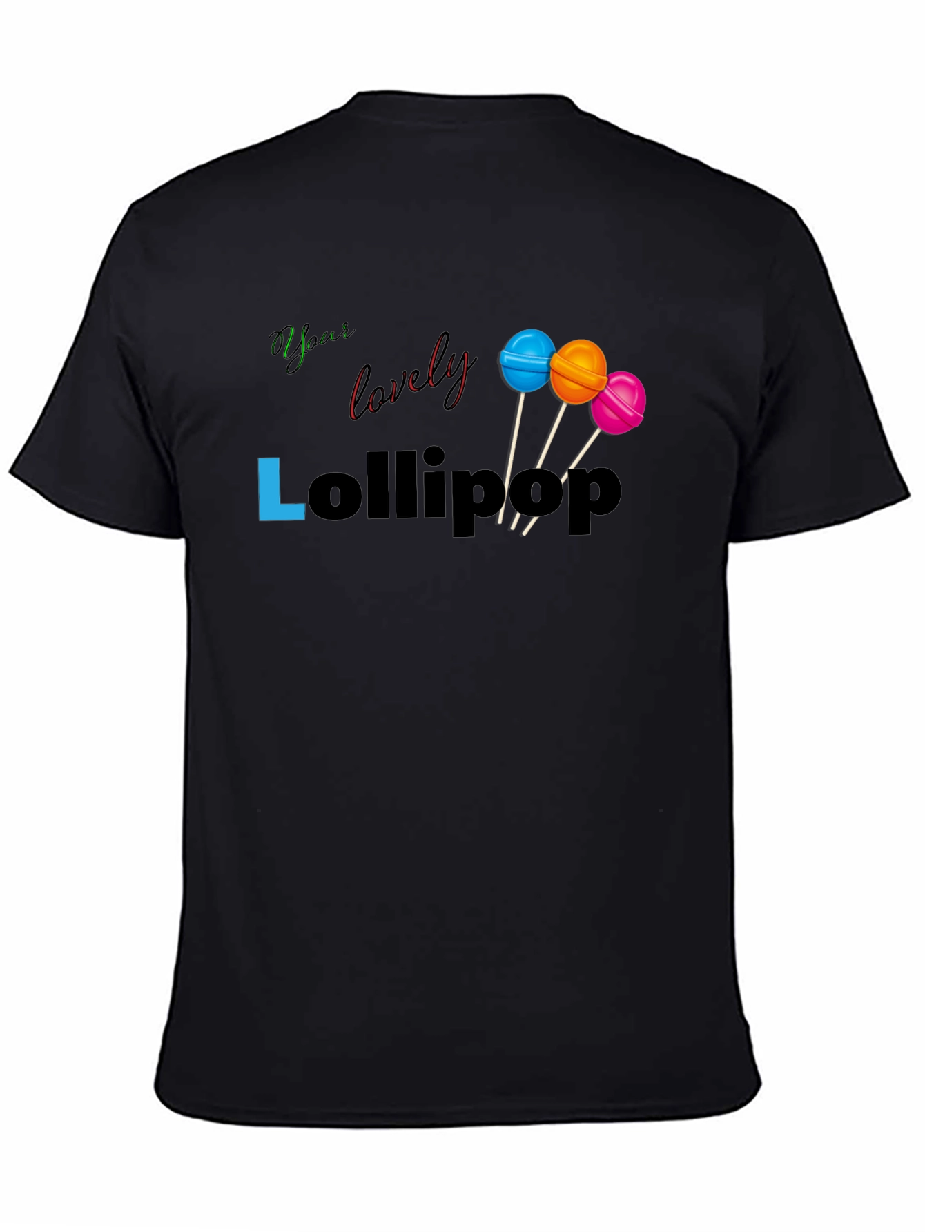 Yous Lovely Lollipop Graphic Black T-Shirt