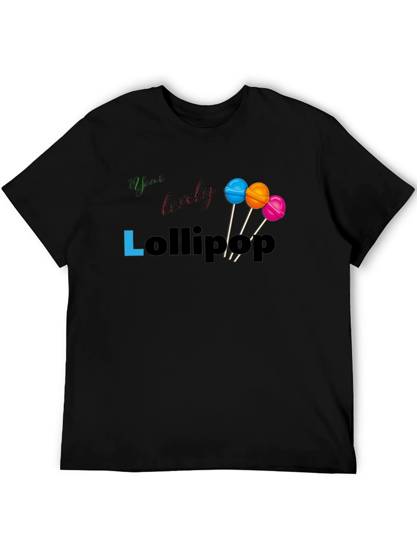 Yous Lovely Lollipop Graphic Black T-Shirt