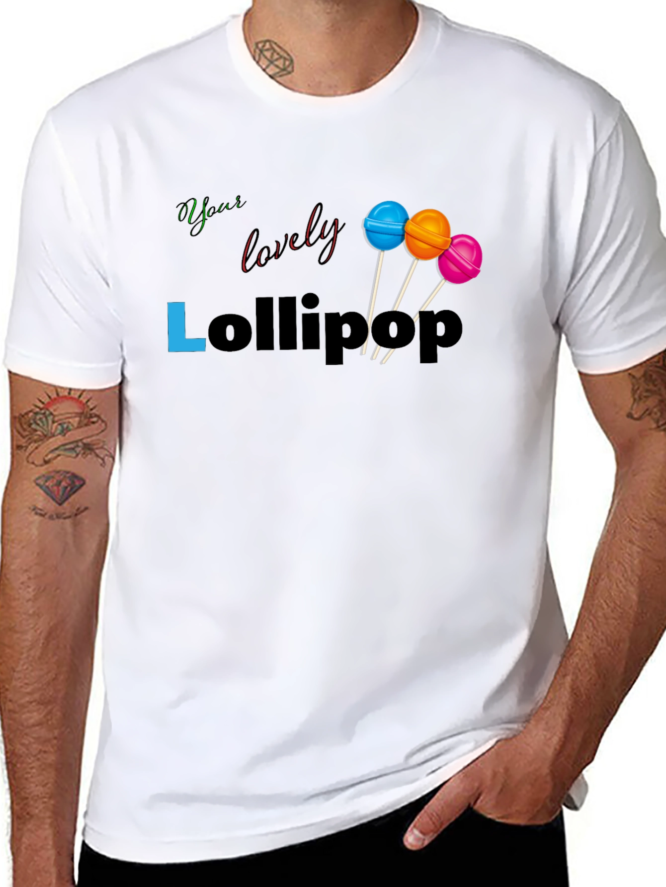 Yous Lovely Lollipop Graphic Black T-Shirt