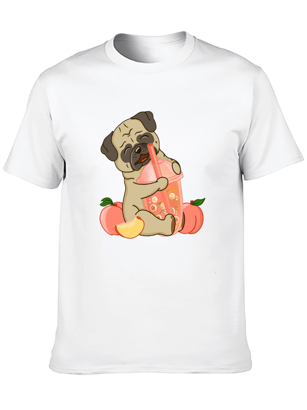 Cute Pug Peach Boba T-Shirt
