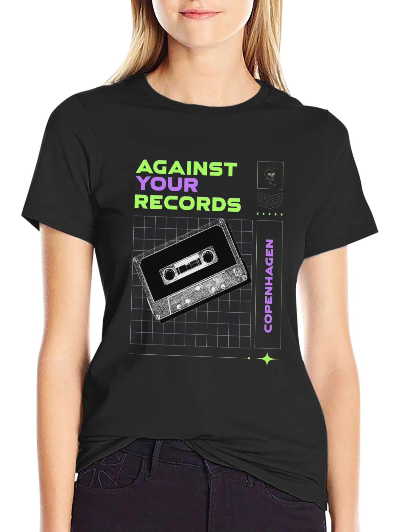 Retro Cassette Graphic Tee - Against Your Records Copenhagen