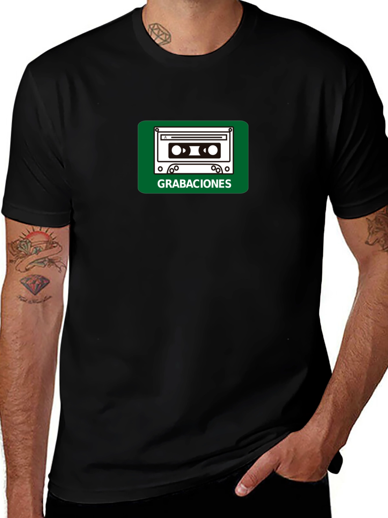 Retro Cassette Tape Graphic T-Shirt - Black