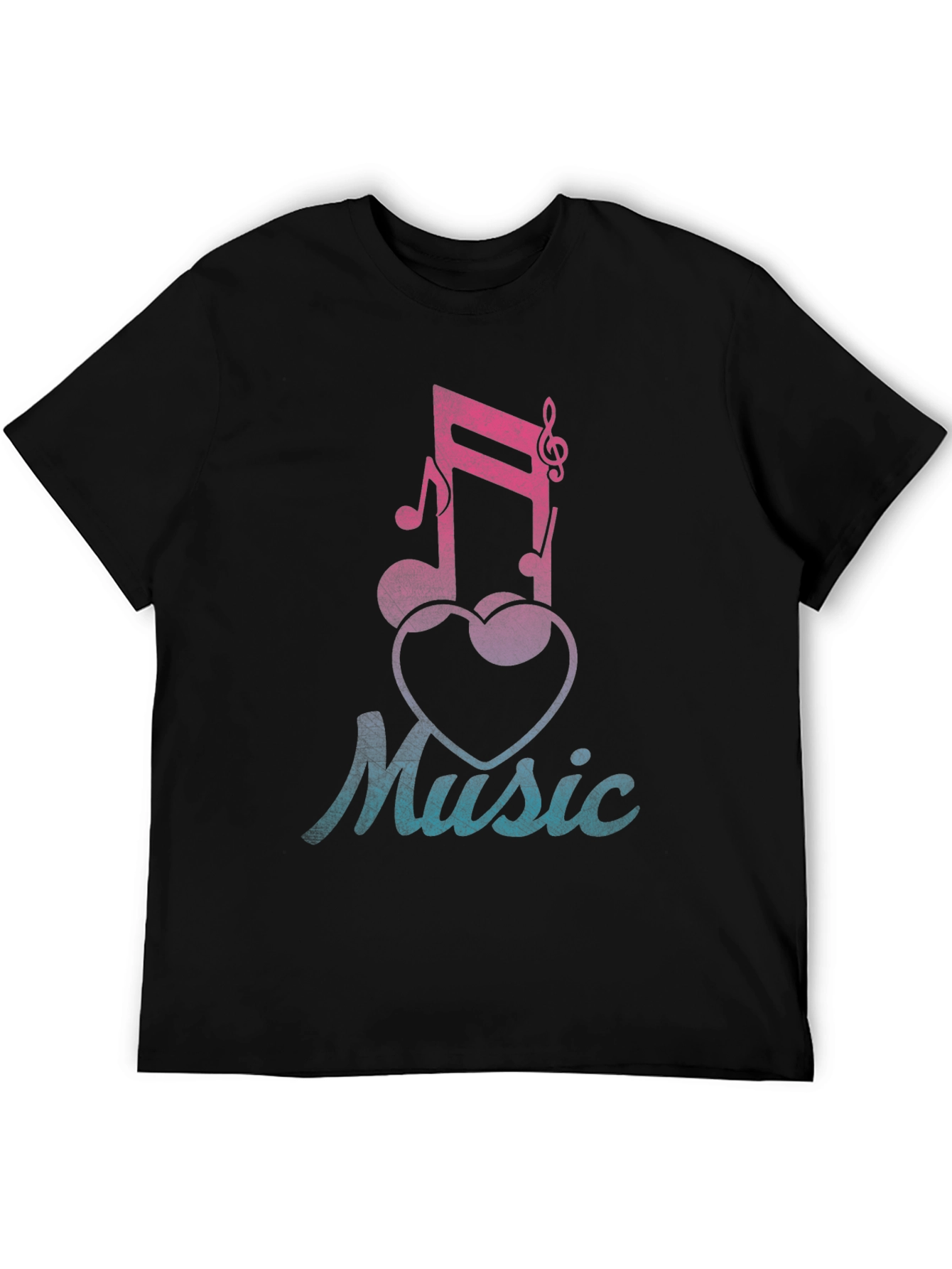Music Lover T-Shirt - Notes & Heart Graphic Tee