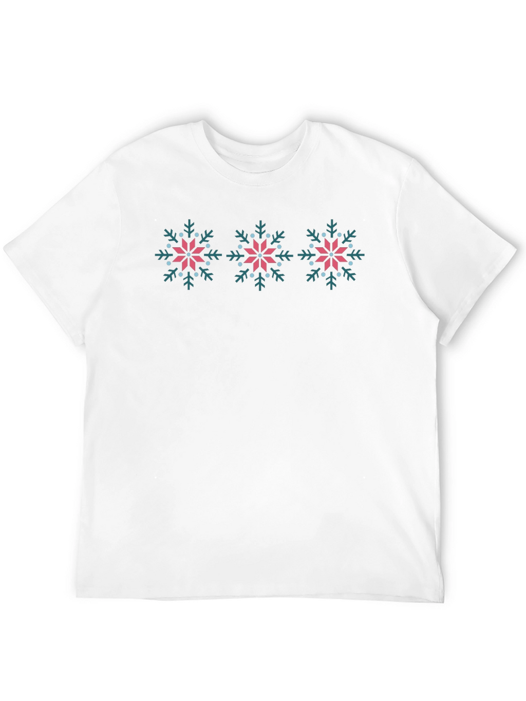 Snowflake Patterned Crew Neck T-Shirt