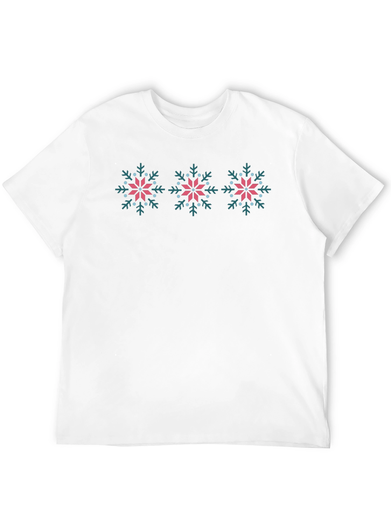 Snowflake Patterned Crew Neck T-Shirt