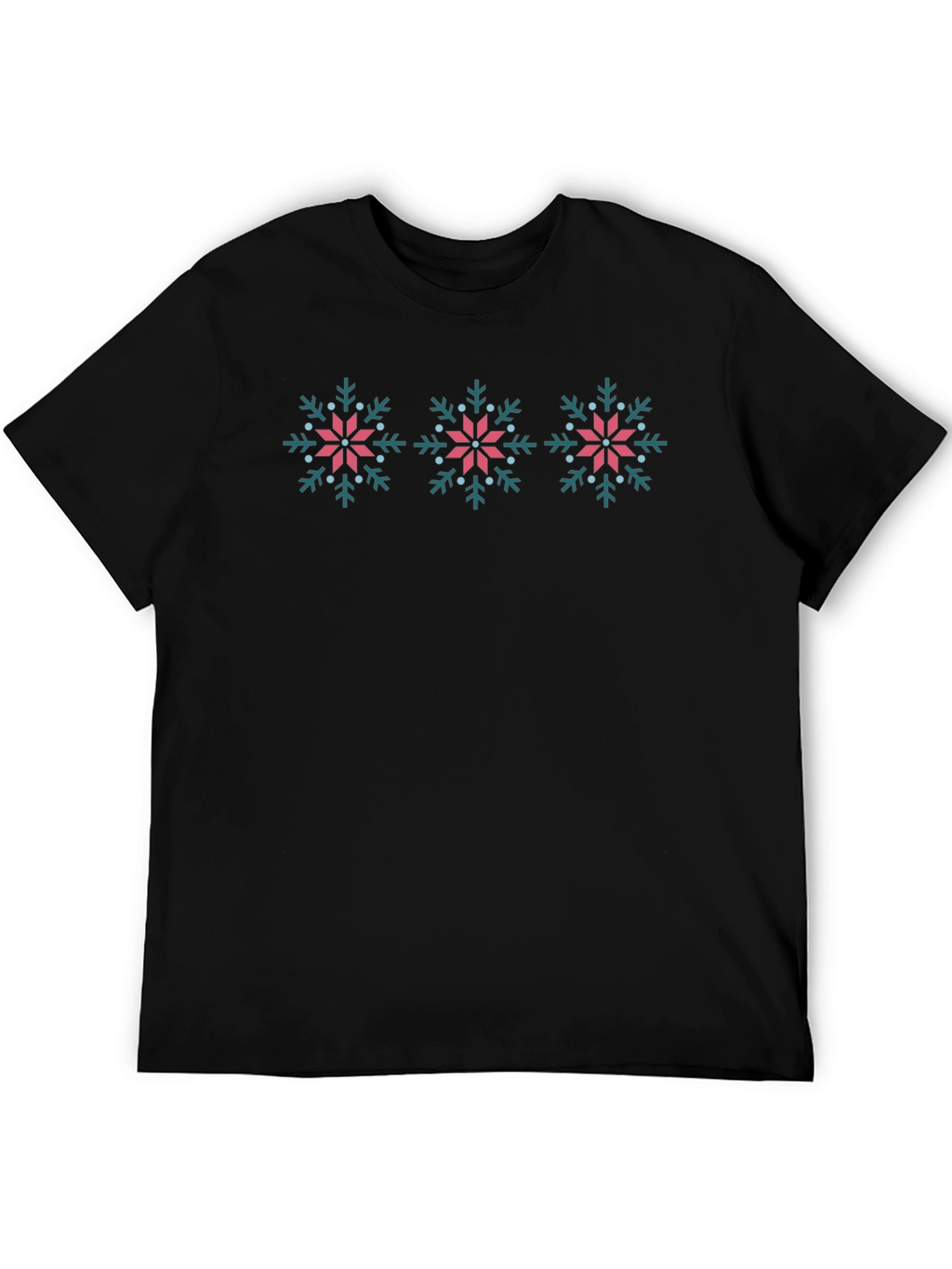 Snowflake Patterned Crew Neck T-Shirt