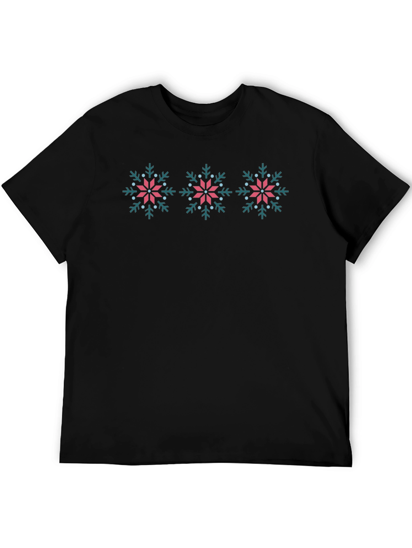 Snowflake Patterned Crew Neck T-Shirt