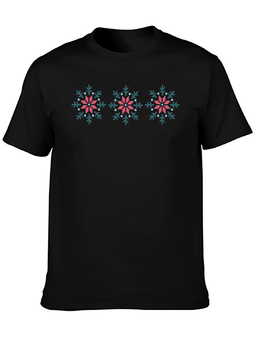 Snowflake Patterned Crew Neck T-Shirt