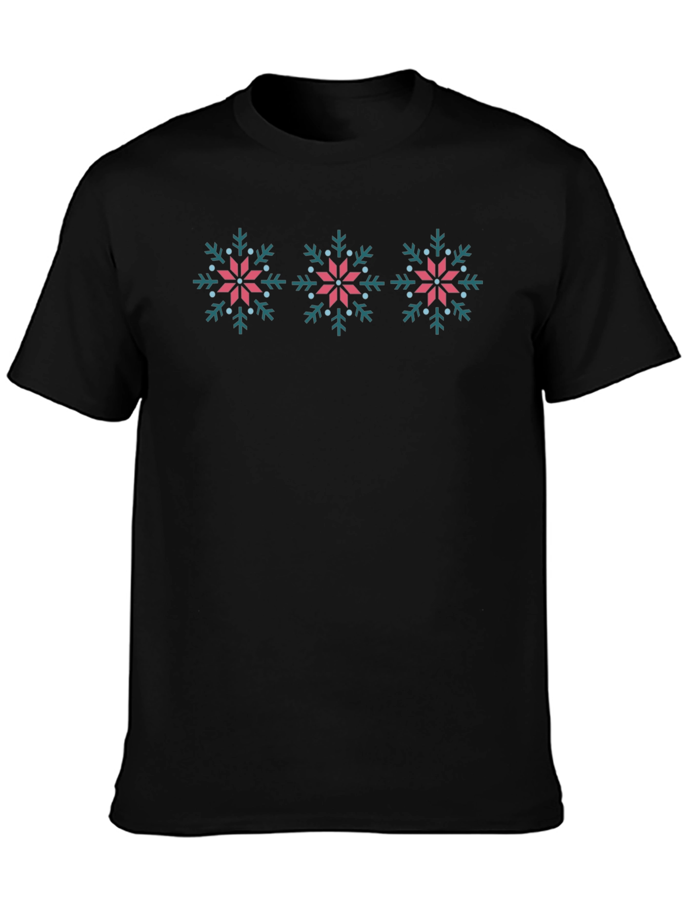 Snowflake Patterned Crew Neck T-Shirt