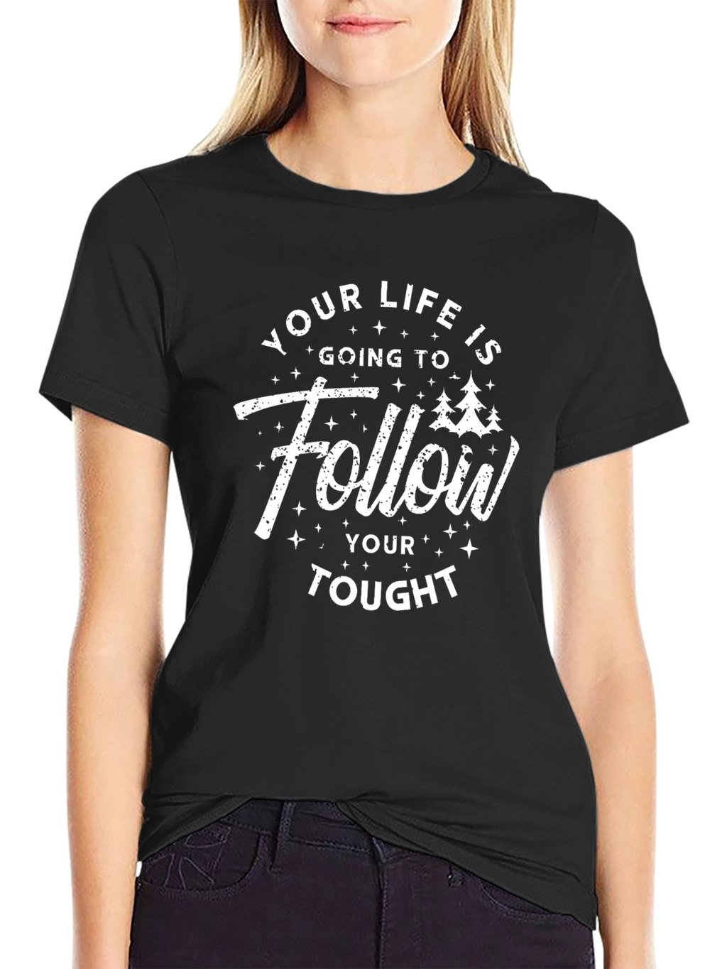 Follow Your Tought Graphic Tee - Black Casual Shirt