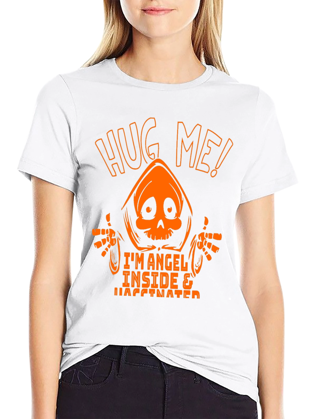 Hug Me! Im Angel Inside & Vaccinated Graphic Tee