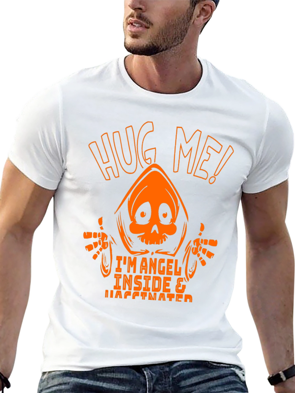 Hug Me! Im Angel Inside & Vaccinated Graphic Tee