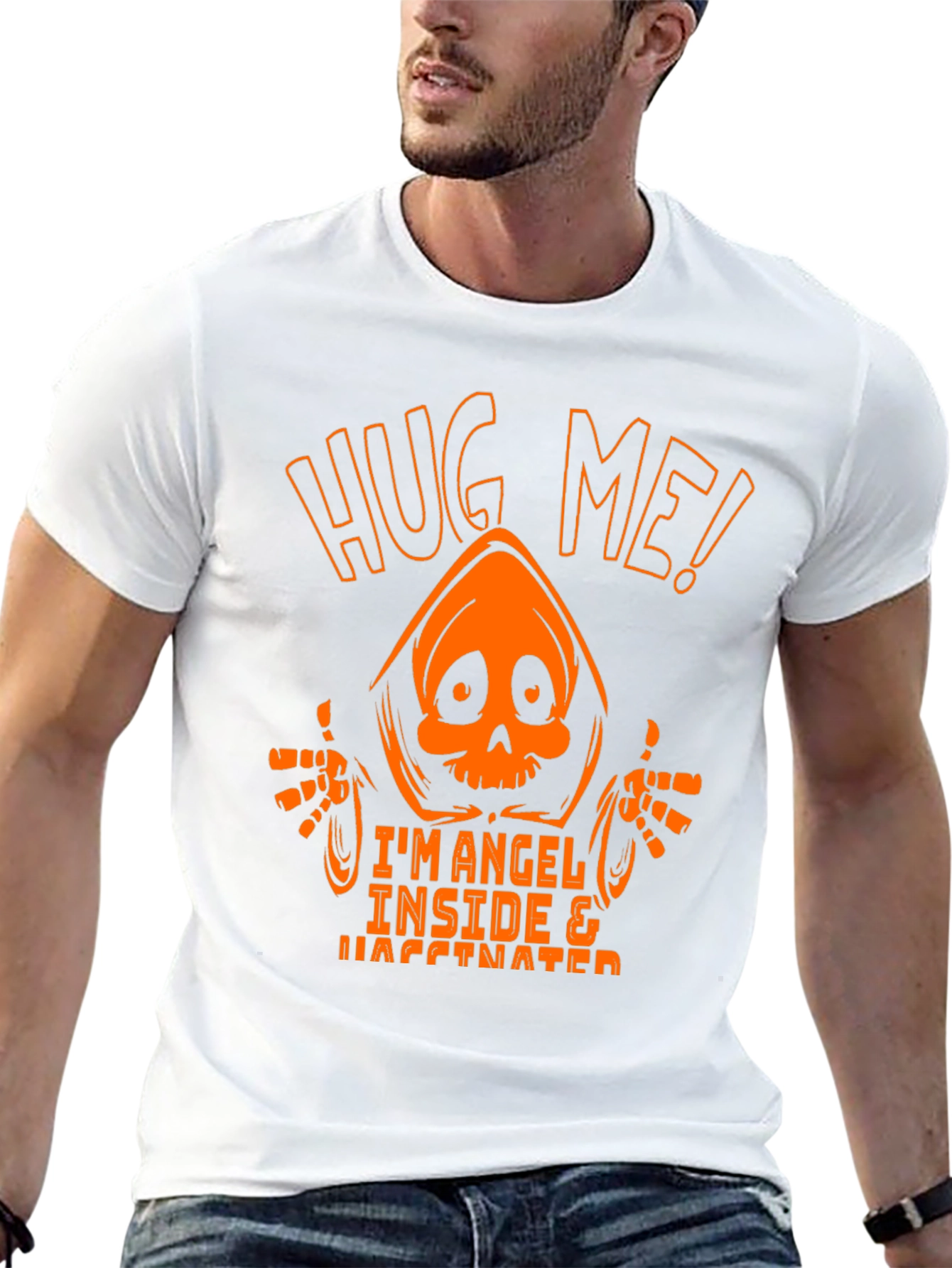 Hug Me! Im Angel Inside & Vaccinated Graphic Tee