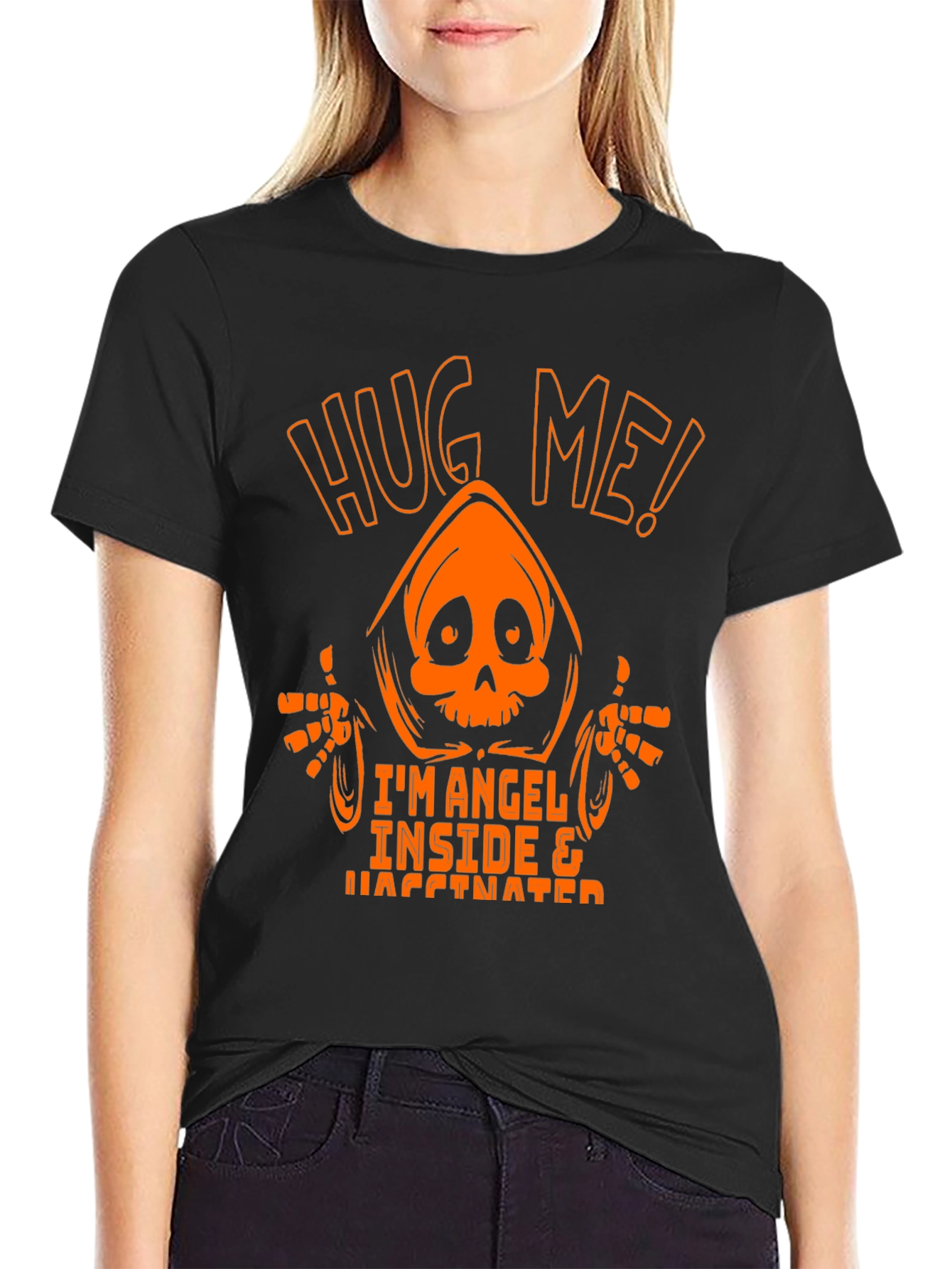 Hug Me! Im Angel Inside & Vaccinated Graphic Tee